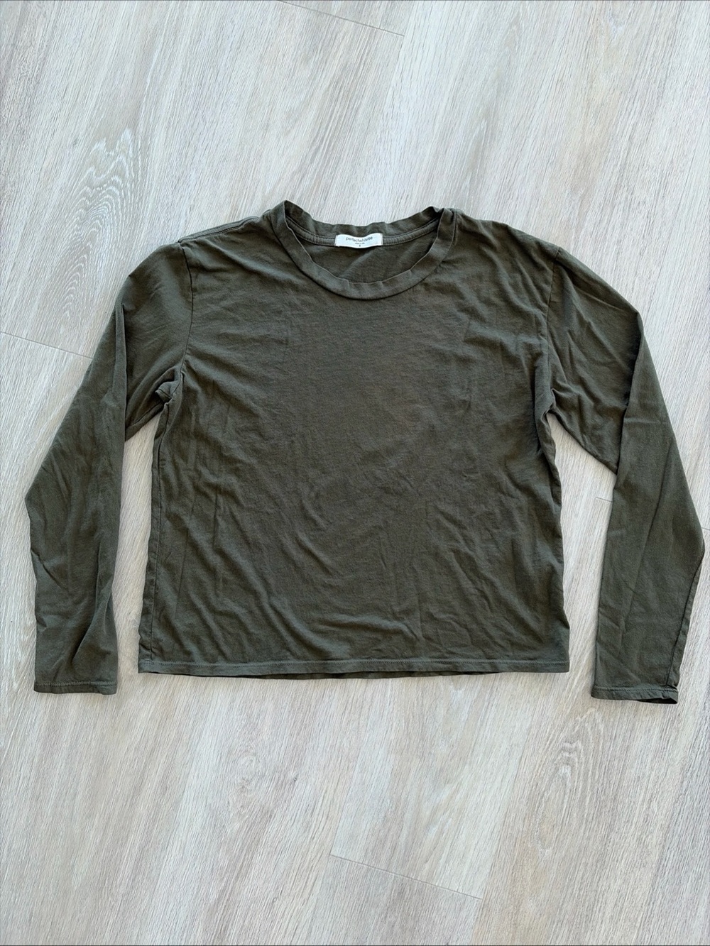 PerfectWhiteTee Minimalist Long Sleeve Tee Cotton Basic Womens S olive green